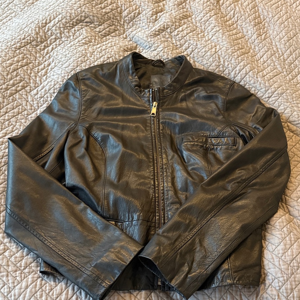 Joie Black Genuine Leather Jacket Sz S good condition